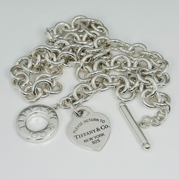 Vintage Authentic Return Tiffany & Co Toggle Heart Tag Necklace Sterling Silver - Picture 5 of 8